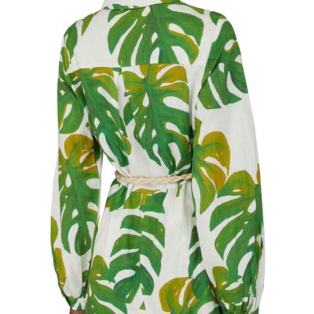 FARM Rio White Monstera Romper with Green & Yellow Leaf Print - Picture 2 of 5
